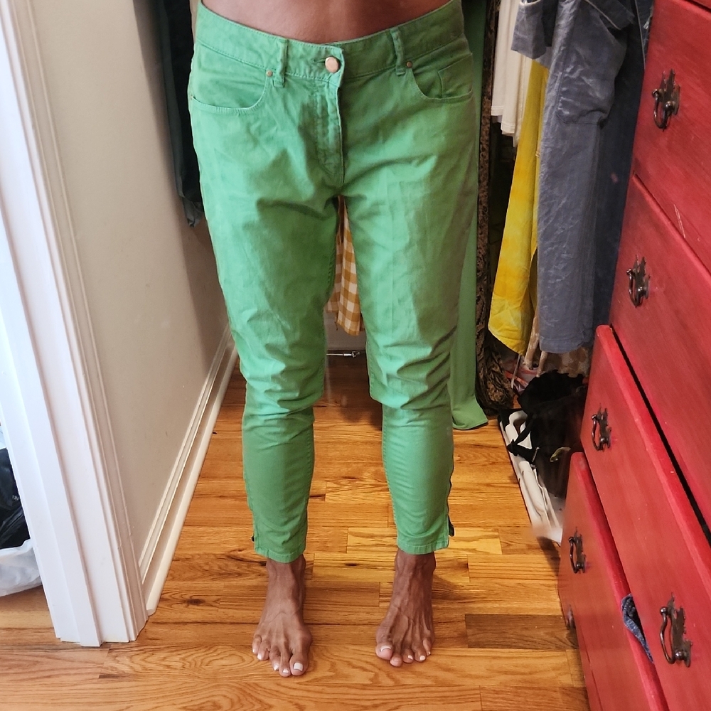 Zara Green Pants with Tan Detail